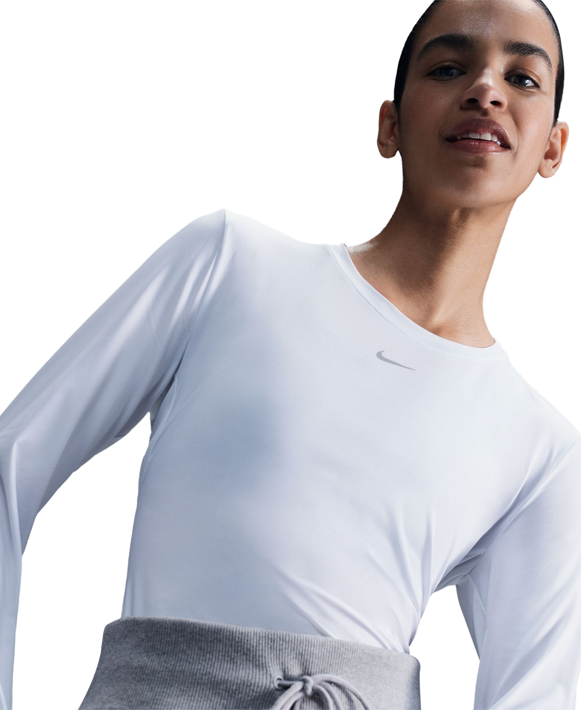Nike Women's One Classic Dri-FIT Long-Sleeve Top - White/Black