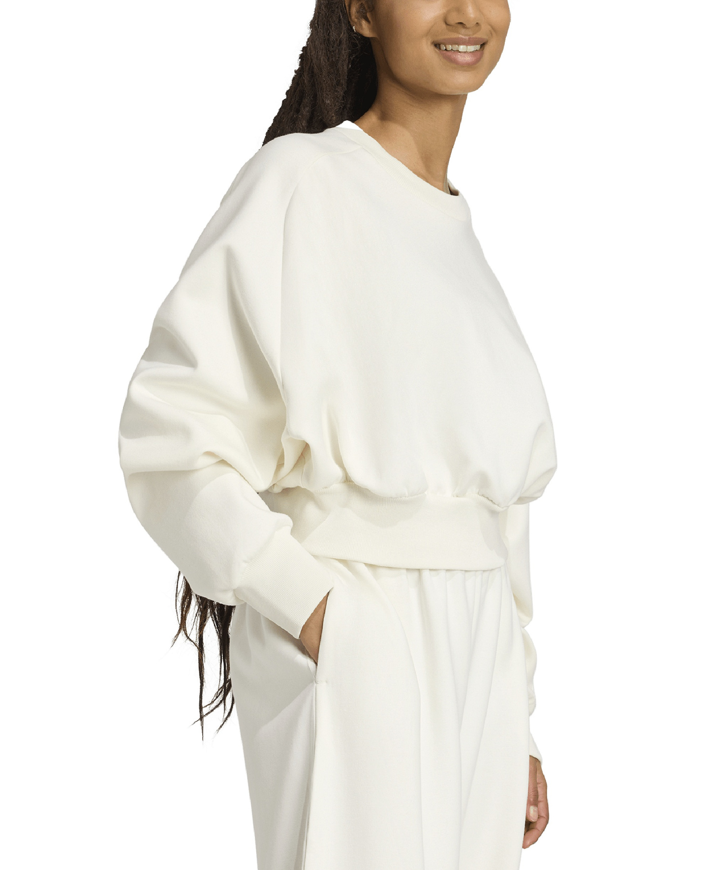 adidas Women's Soft Lux Relaxed Crewneck Sweatshirt - Off White