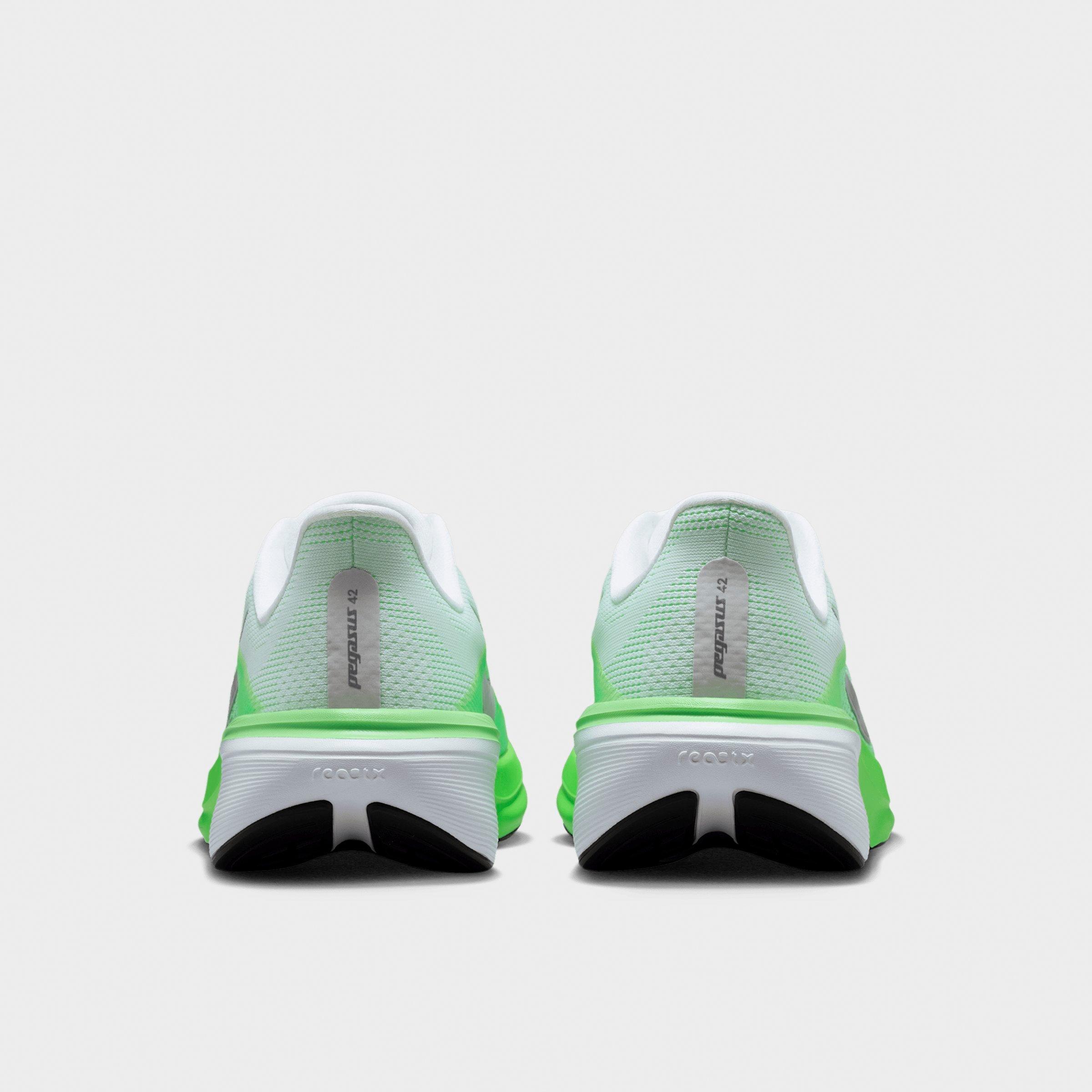 Women's Nithtke Pegasus 42 Running Shoes - Part 1 - White/Green Strike/Illusion Green/Metallic Silver - Back view