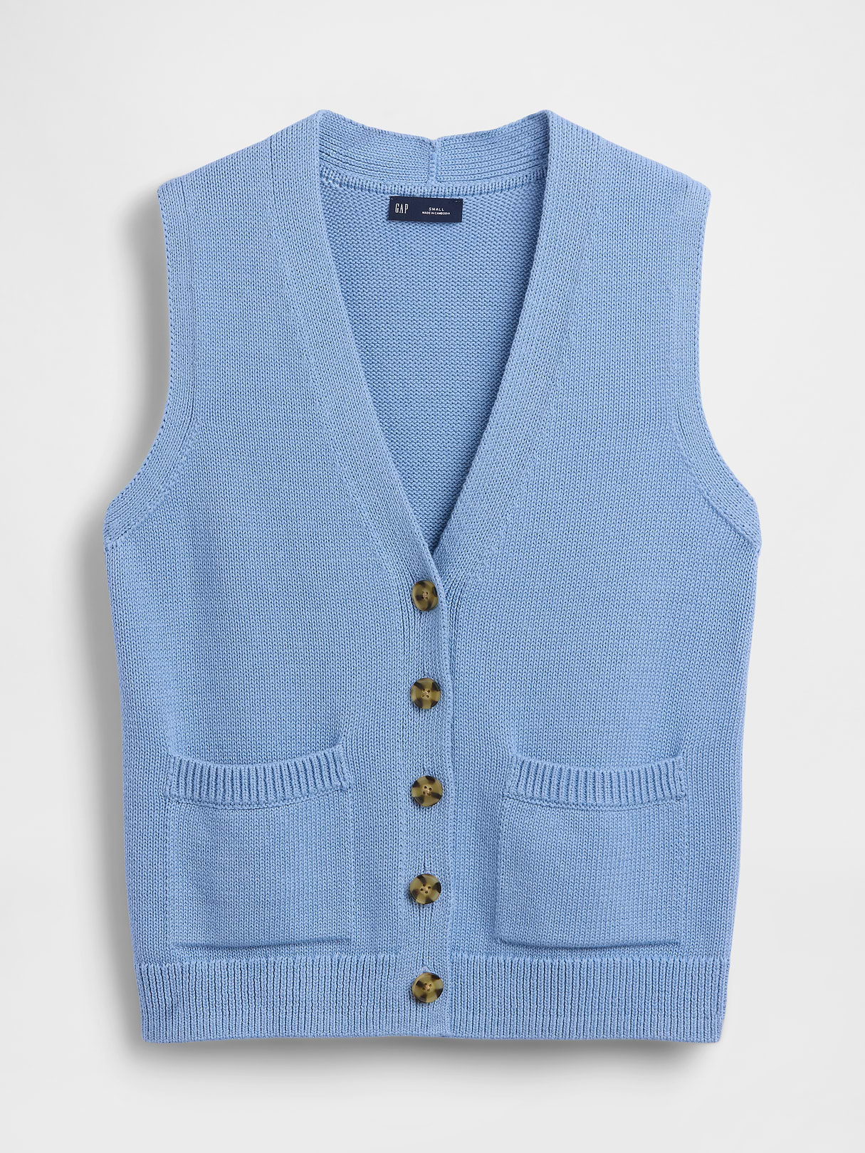 100% Cotton Pocket Sweater Vest - Blue suede