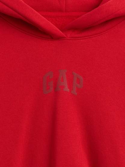 VintageSoft Crop Logo Hoodie - Tomato sauce red