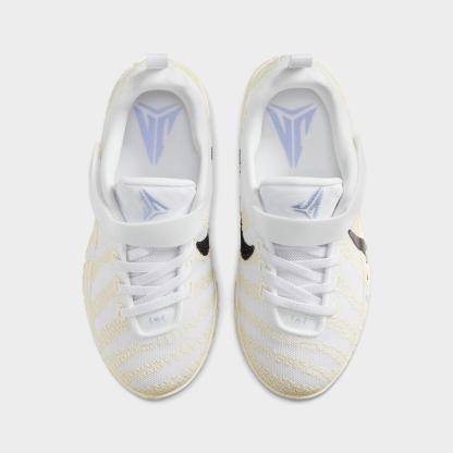 Little Kids' Nithtke Ja 3 Stretch Lace Basketball Shoes - White/Coconut Milk/Desert Khaki/Black - Top view