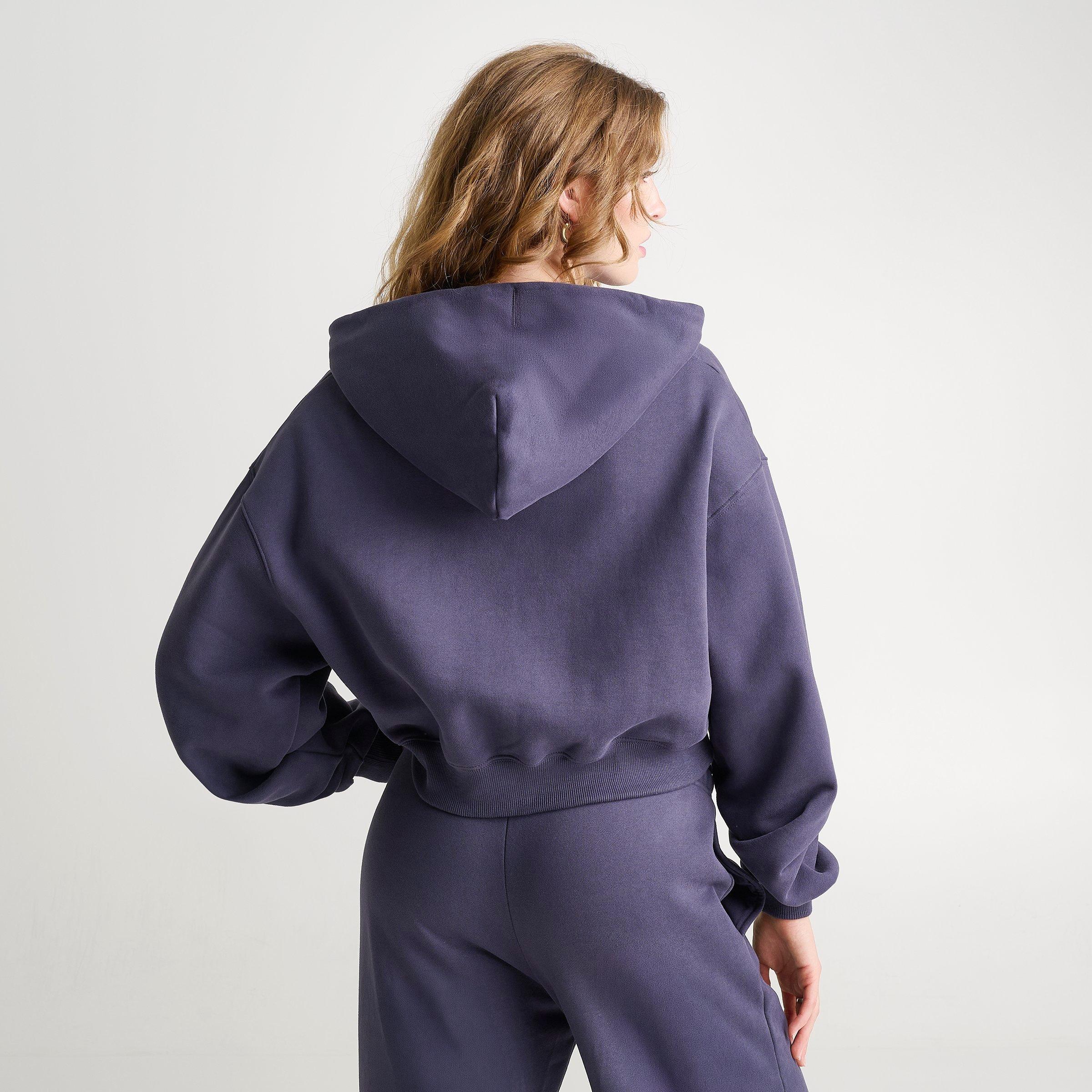 Women's Nithtke Studio Fleece Medium-Weight Oversized Cropped Full-Zip Hoodie - Gridiron/Sail