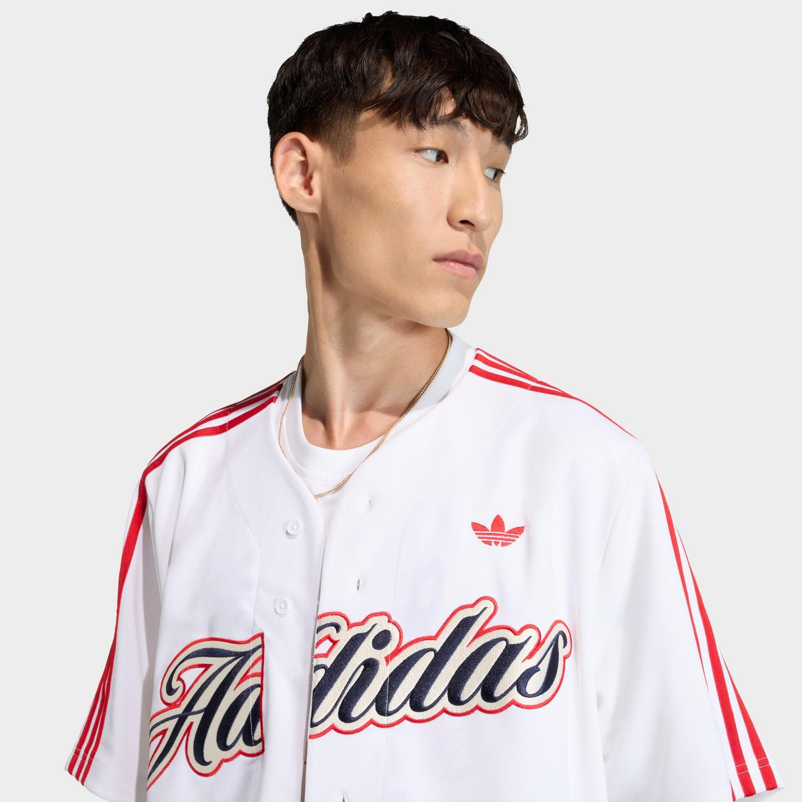 Men's adidas Originals Summer League Varsity Baseball Jersey - White/Better Scarlet - view 4
