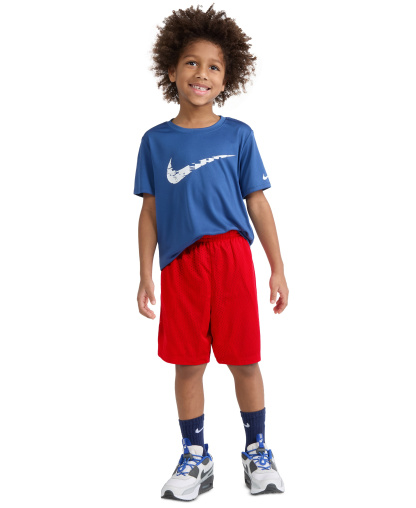Nike Boys' 4-7 Dri-FIT Logo Mesh Pull-On Shorts - University Red