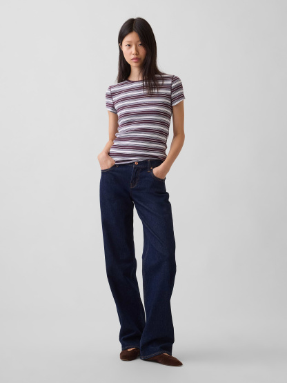 Modern Rib T-Shirt - Purple burgundy & blue stripe