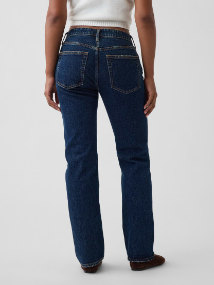 Curvy Mid Rise Relaxed Straight Jeans - Dark indigo