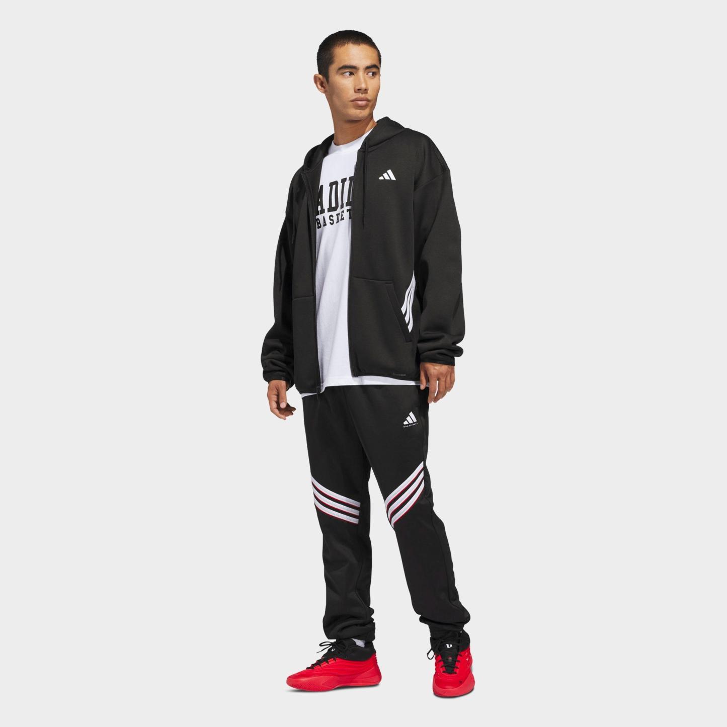 Men's adidas Basketball Crazy Warm Full-Zip Hoodie - Black/White