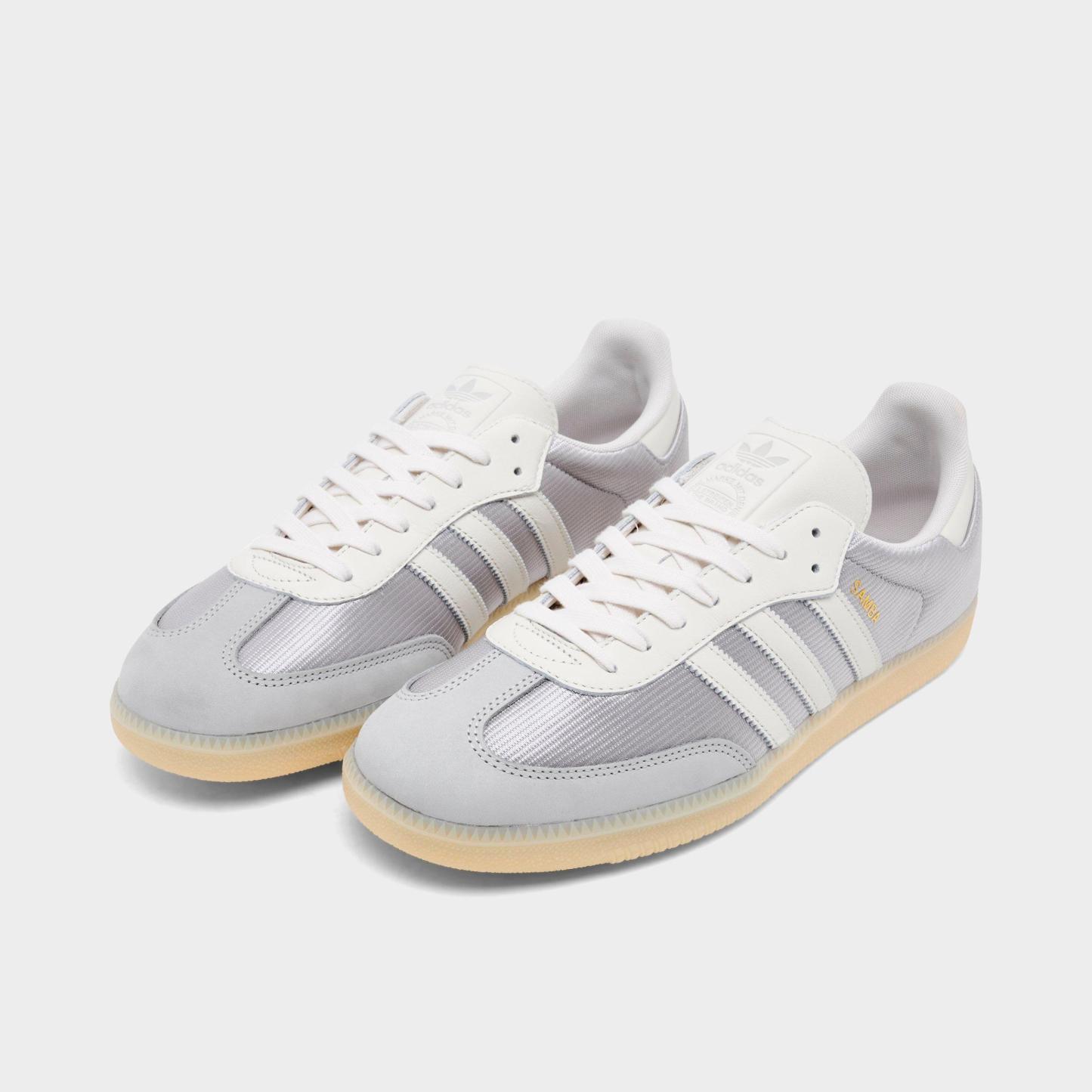 Men's adidas Originals Samba OG Nylon Casual Shoes - Grey/Chalk/White - Both shoes facing left
