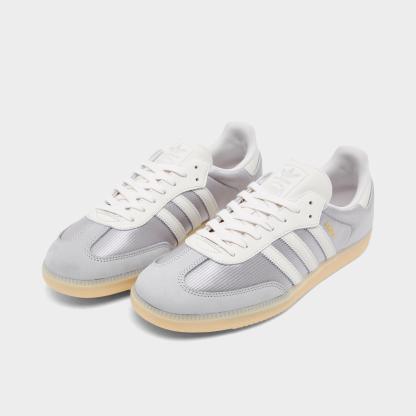 Men's adidas Originals Samba OG Nylon Casual Shoes - Grey/Chalk/White - Both shoes facing left
