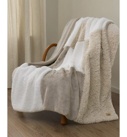 UGG® Orly Mixed Faux-Fur Throw, 50" x 70" - Snow