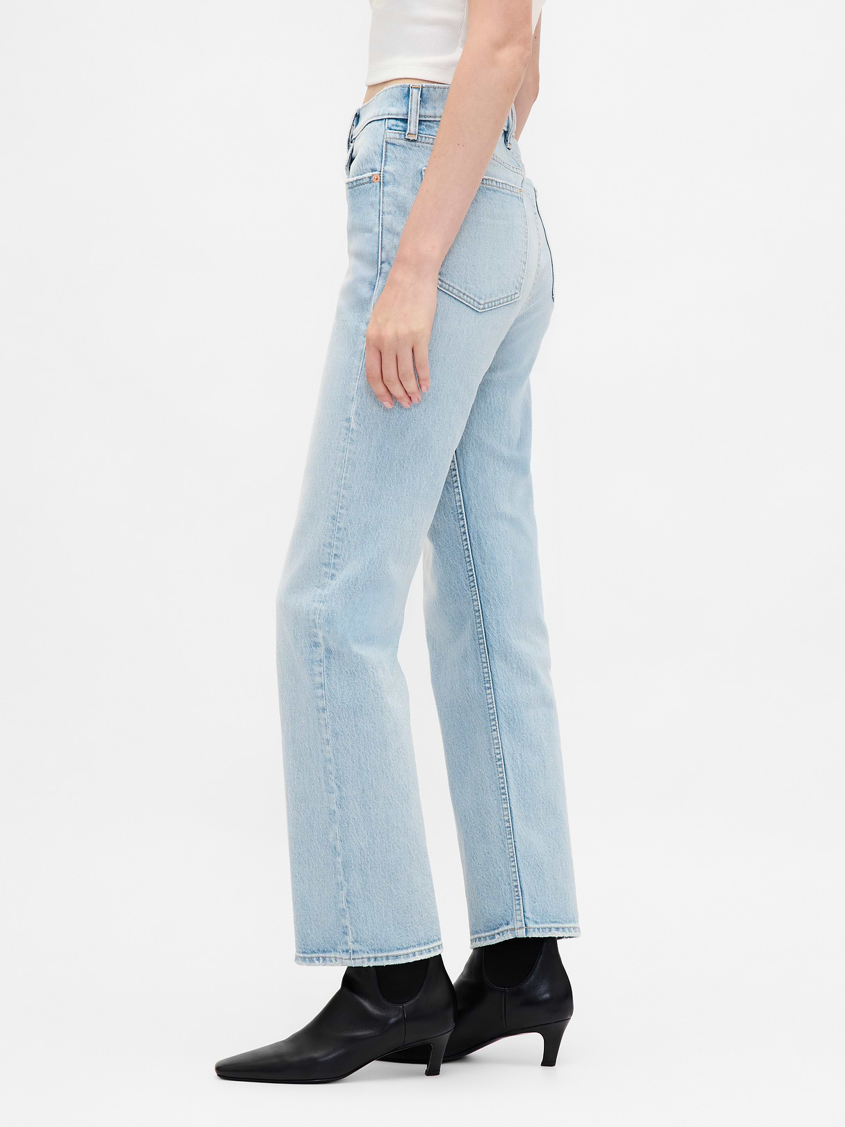 High Rise ’90s Slim Straight Crop Jeans - Light indigo