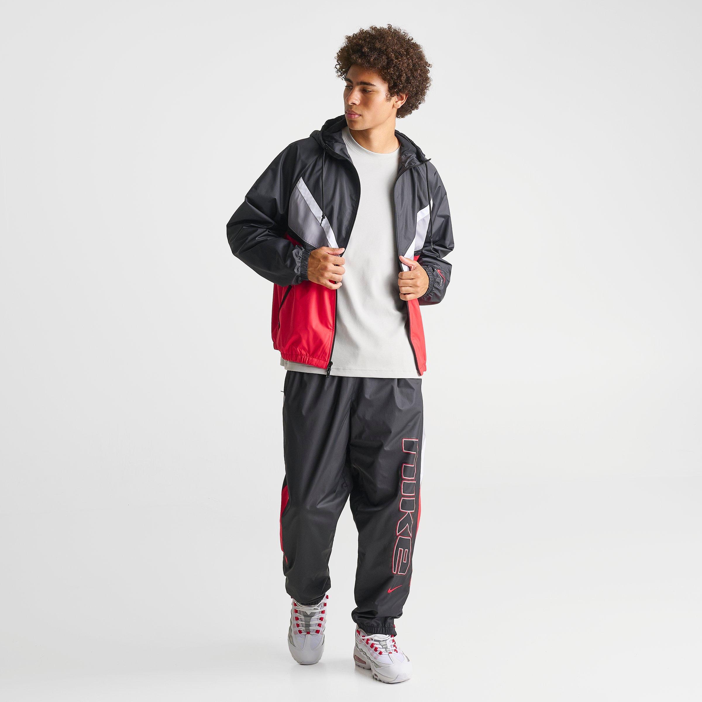 Men's Nithtke Sportswear Windrunner Lined Full-Zip Jacket - Black/University Red/Cement Grey
