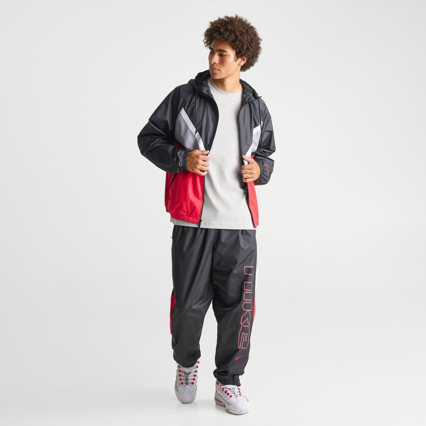 Men's Nithtke Sportswear Windrunner Lined Full-Zip Jacket - Black/University Red/Cement Grey