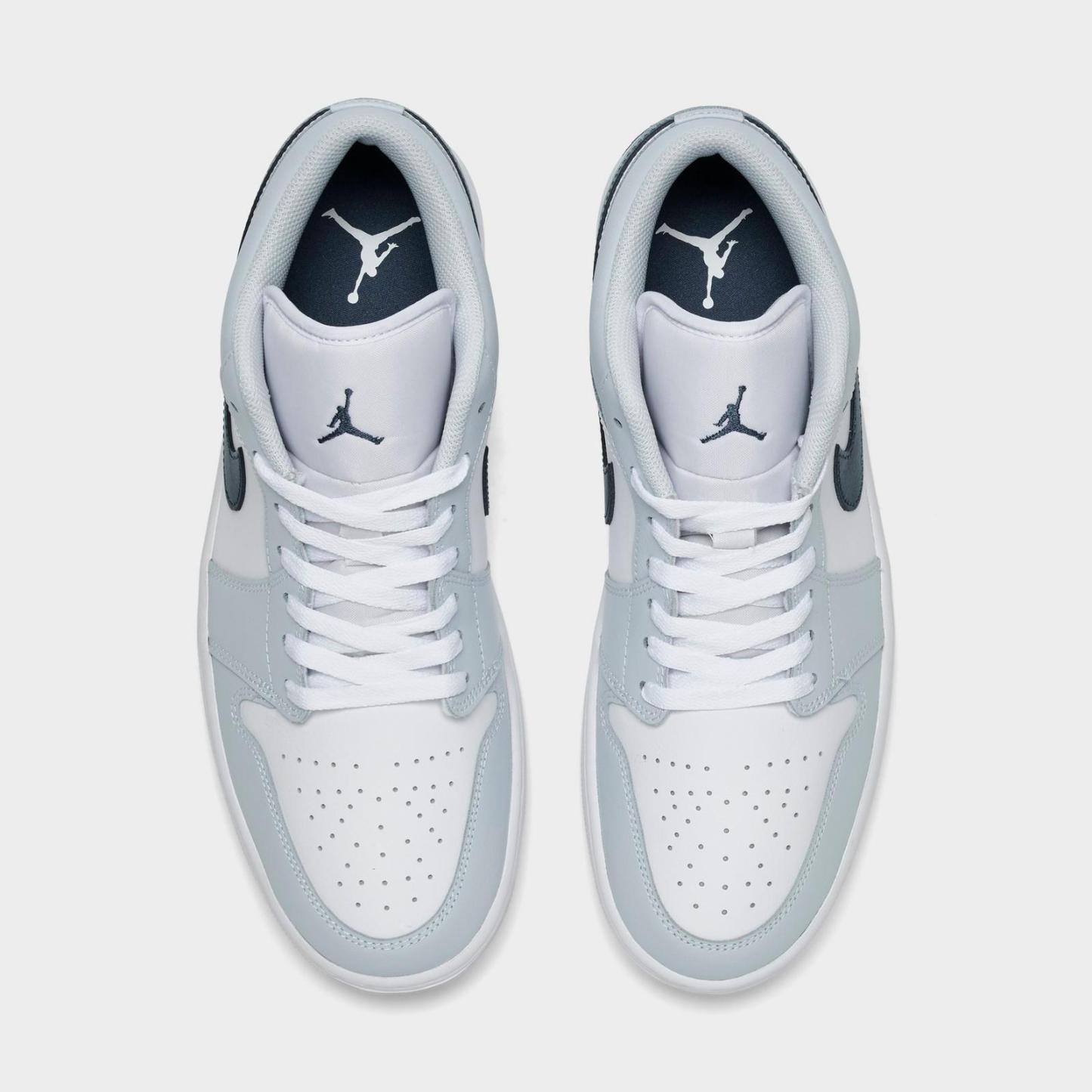 Men's Air Jordan Retro 1 Low Casual Shoes - Aura/White/Squadron Blue - view 5