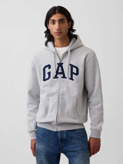 Adult VintageSoft Arch Logo Zip Hoodie - Light heather grey