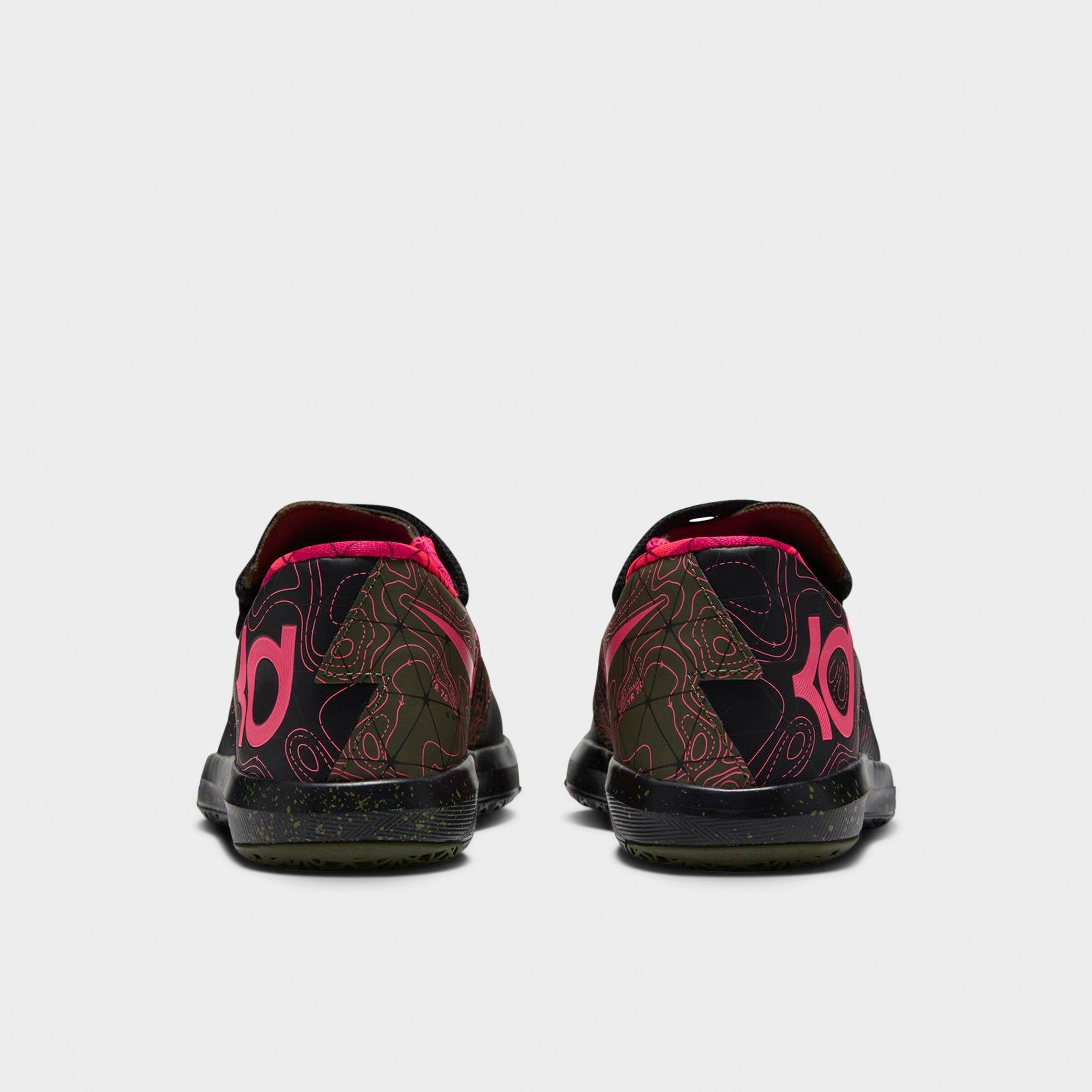 Little Kids' Nithtke KD 6 Basketball Shoes - Black/Atomic Red/Medium Olive/Noble Red - Back view