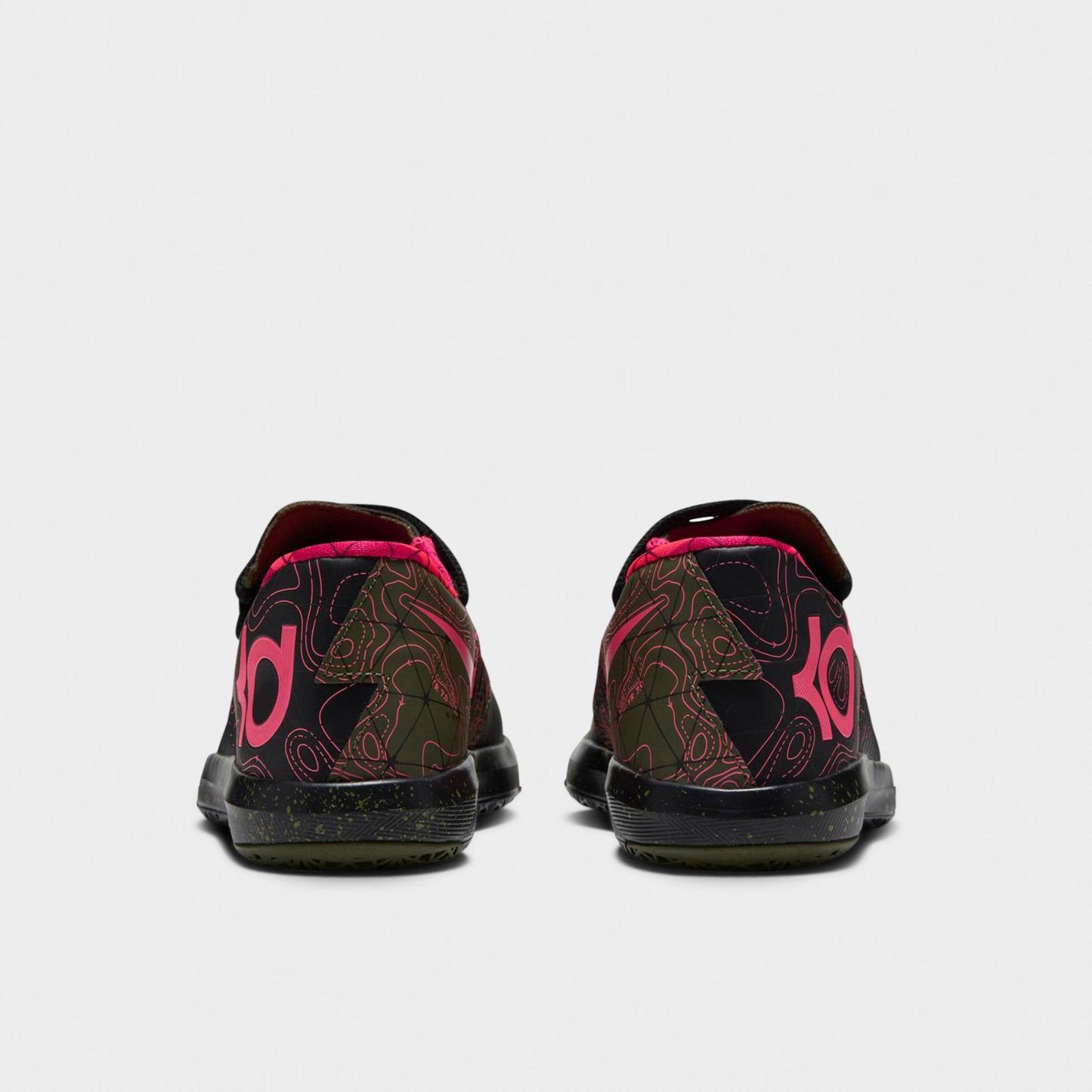 Little Kids' Nithtke KD 6 Basketball Shoes - Black/Atomic Red/Medium Olive/Noble Red - Back view