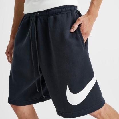 Men's Nike Club Fleece Swoosh Graphic Shorts - Black/Black/White