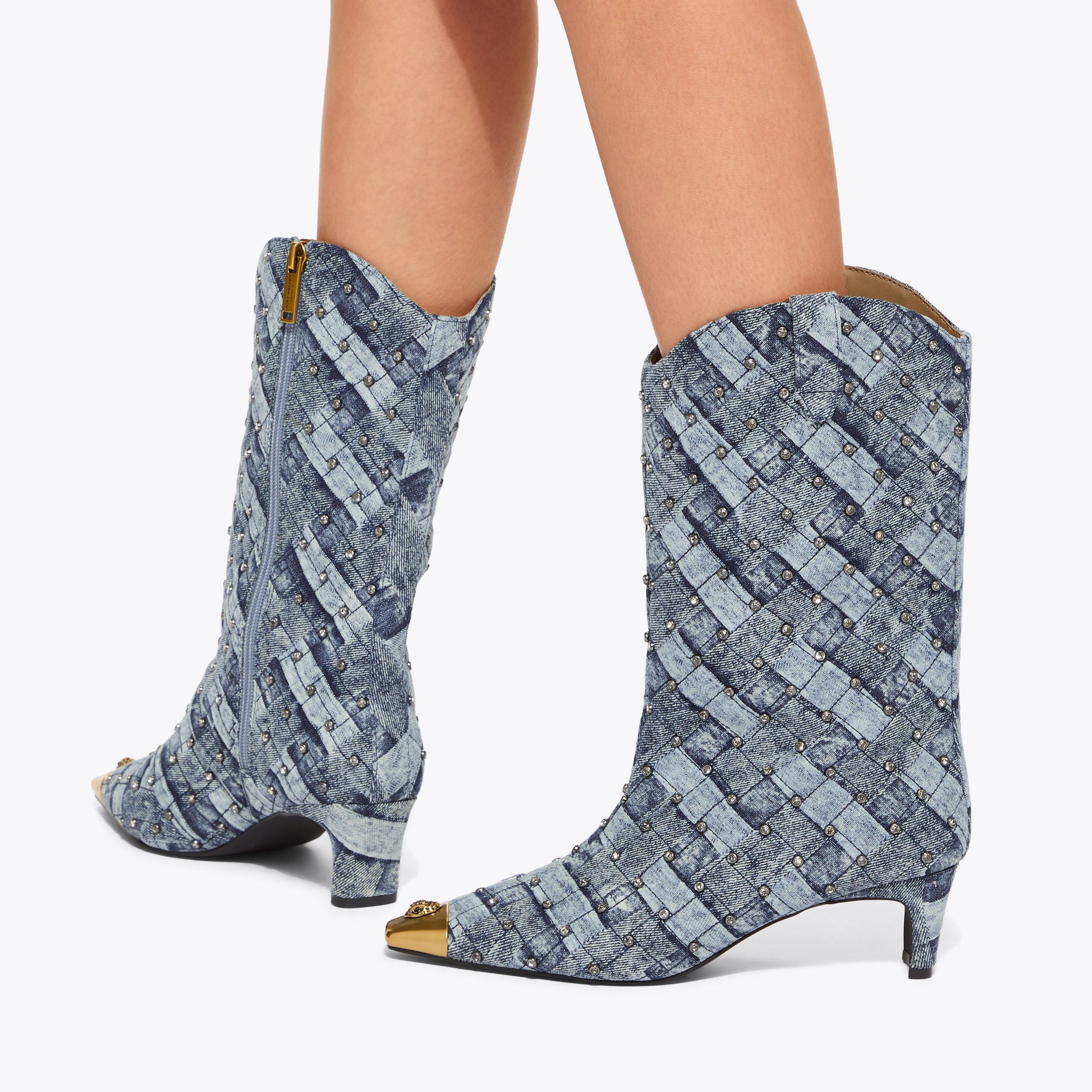 Kurt Geiger London Regent Denim Western Boot - Blue - view 2