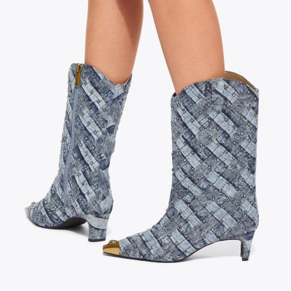 Kurt Geiger London Regent Denim Western Boot - Blue - view 2
