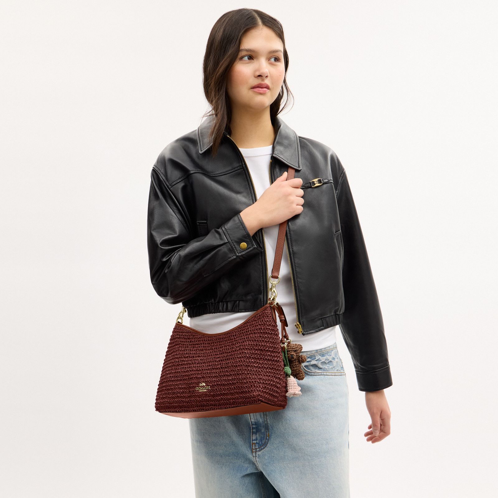 Laurel Shoulder Bag With Charms - Gold/Russet - view 10