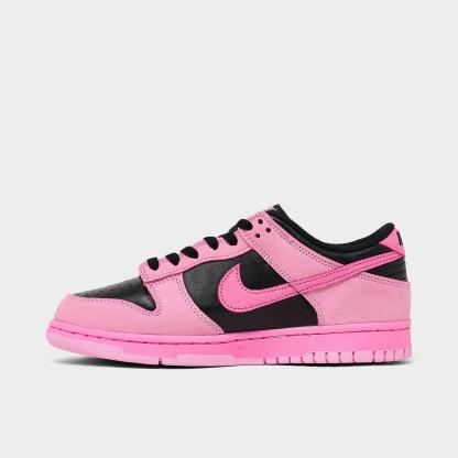 Big Kids' Nithtke Dunk Low Casual Shoes - Part 1 - Pink Rise/Playful Pink/Black - Left shoe facing left. Outside of the shoe.