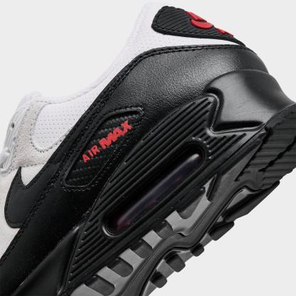 Men's Nike Air Max 90 Casual Shoes - White/Black/University Red