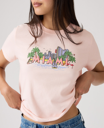 Levi's Premium Women's Graphic Favorite Print Short-Sleeve T-Shirt - Miami Crystal Pink
