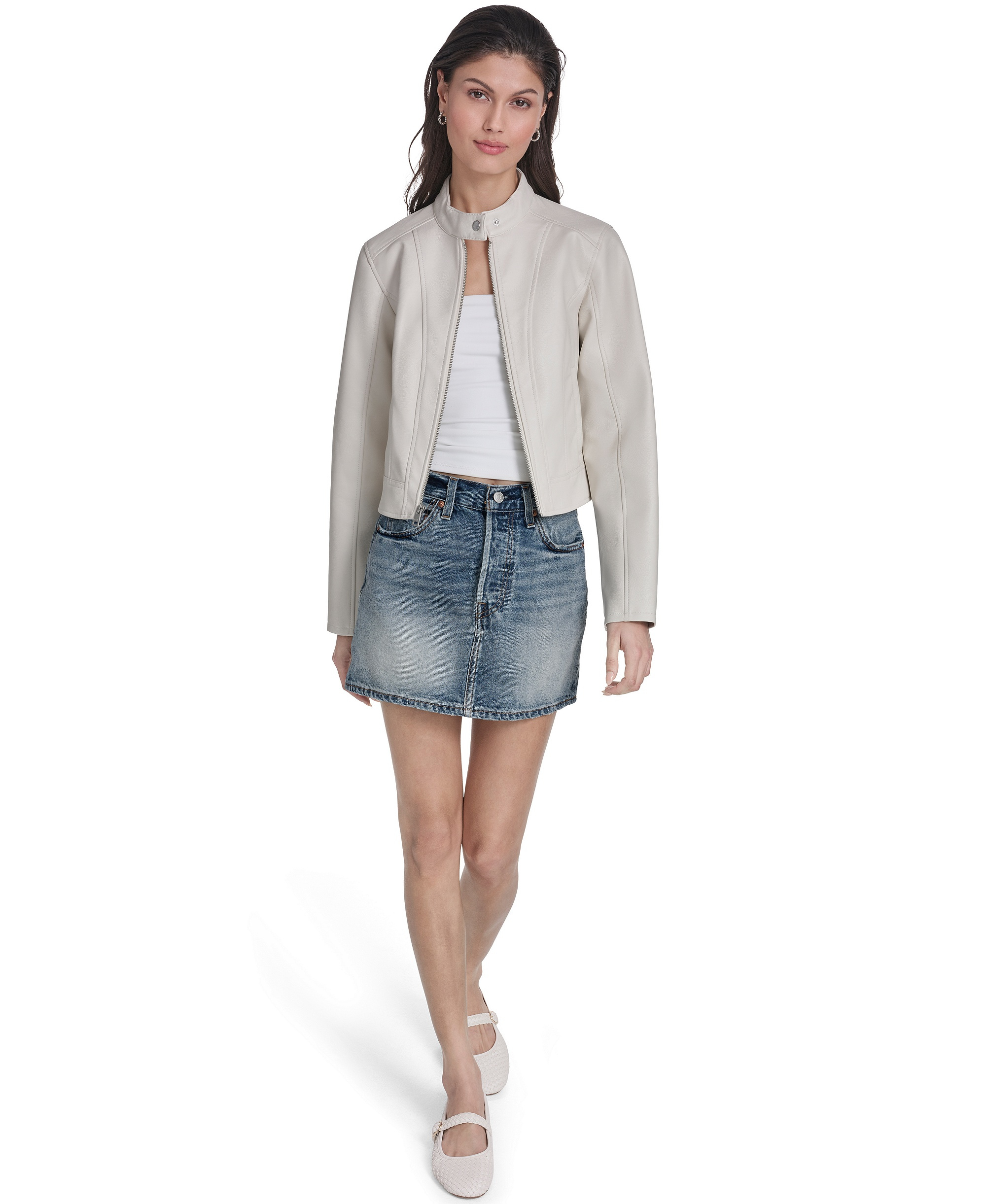 Levi's Women's Faux Leather Racer Jacket - Oyster