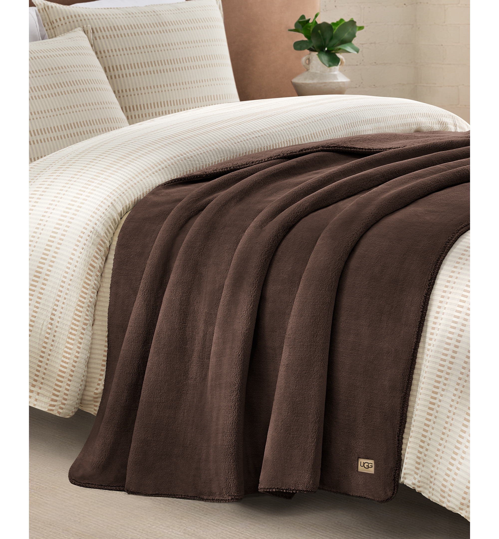 UGG® Saige Plush Throw, 50" x 70" - Burnt Cedar