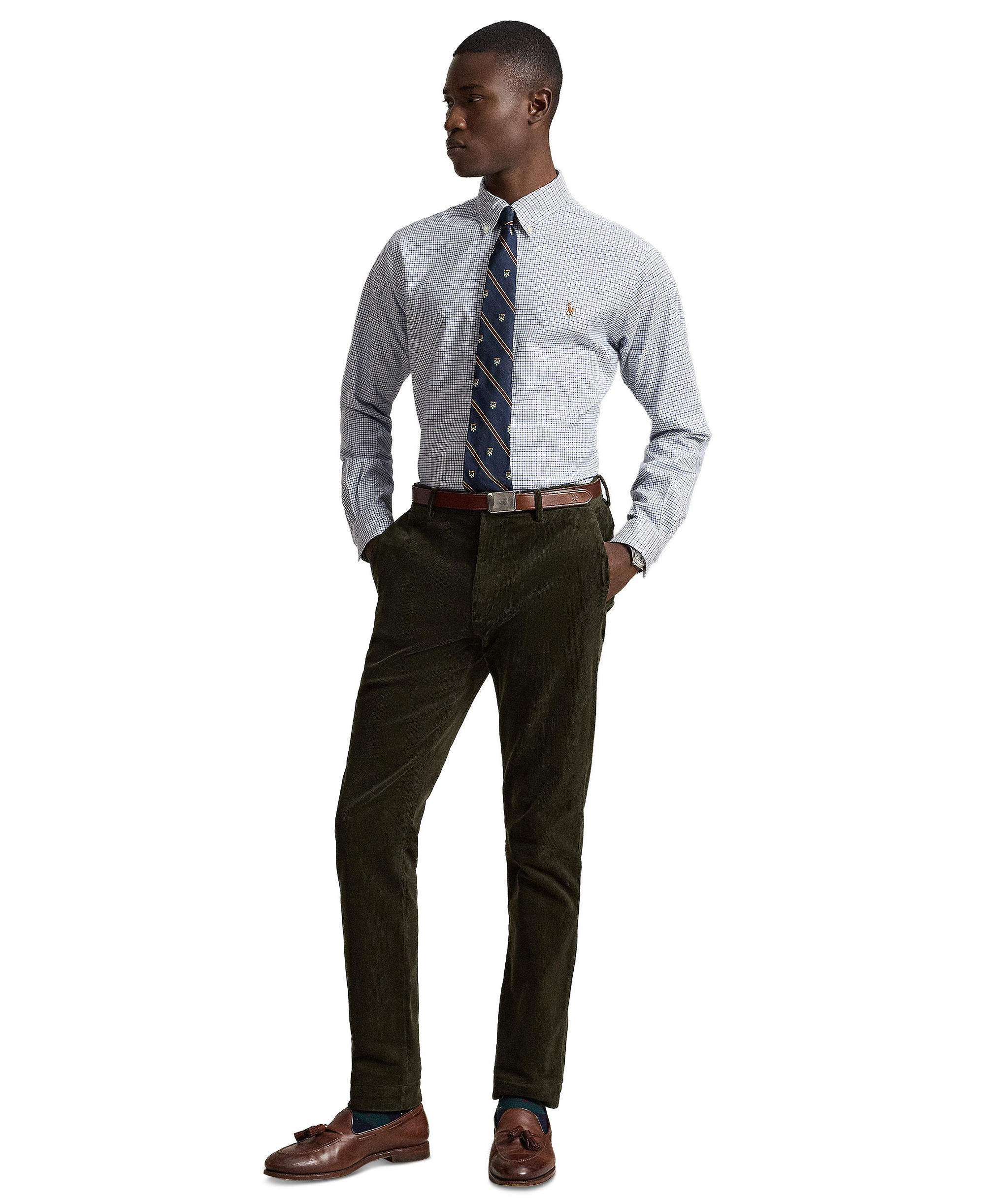 Polo Ralph Lauren Men's Classic-Fit Performance Oxford Shirt - 7372A White Blue Multi