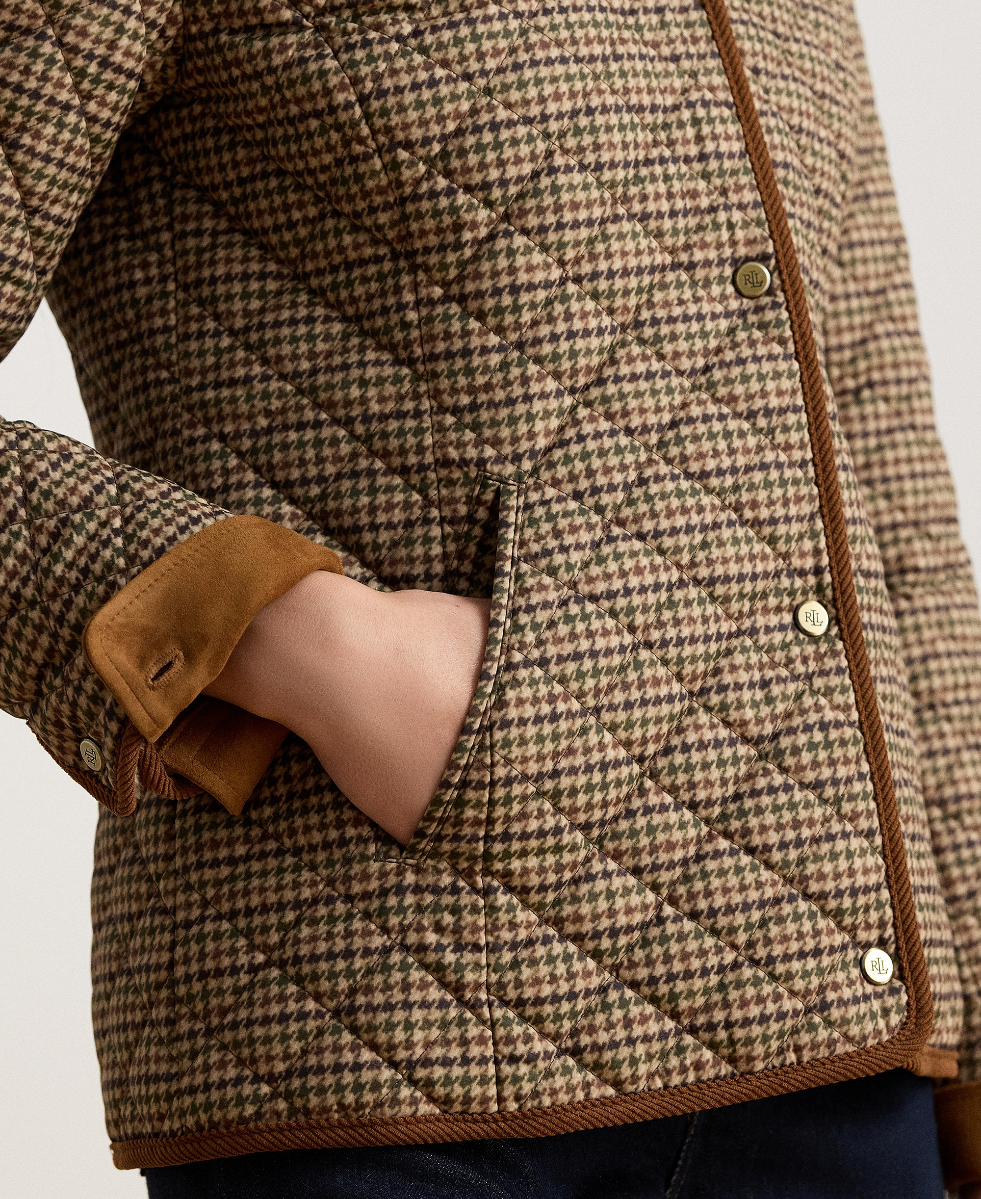 Lauren Ralph Lauren Women's Faux-Sherpa-Collar Quilted Coat, Created for Macy's - Loden Check