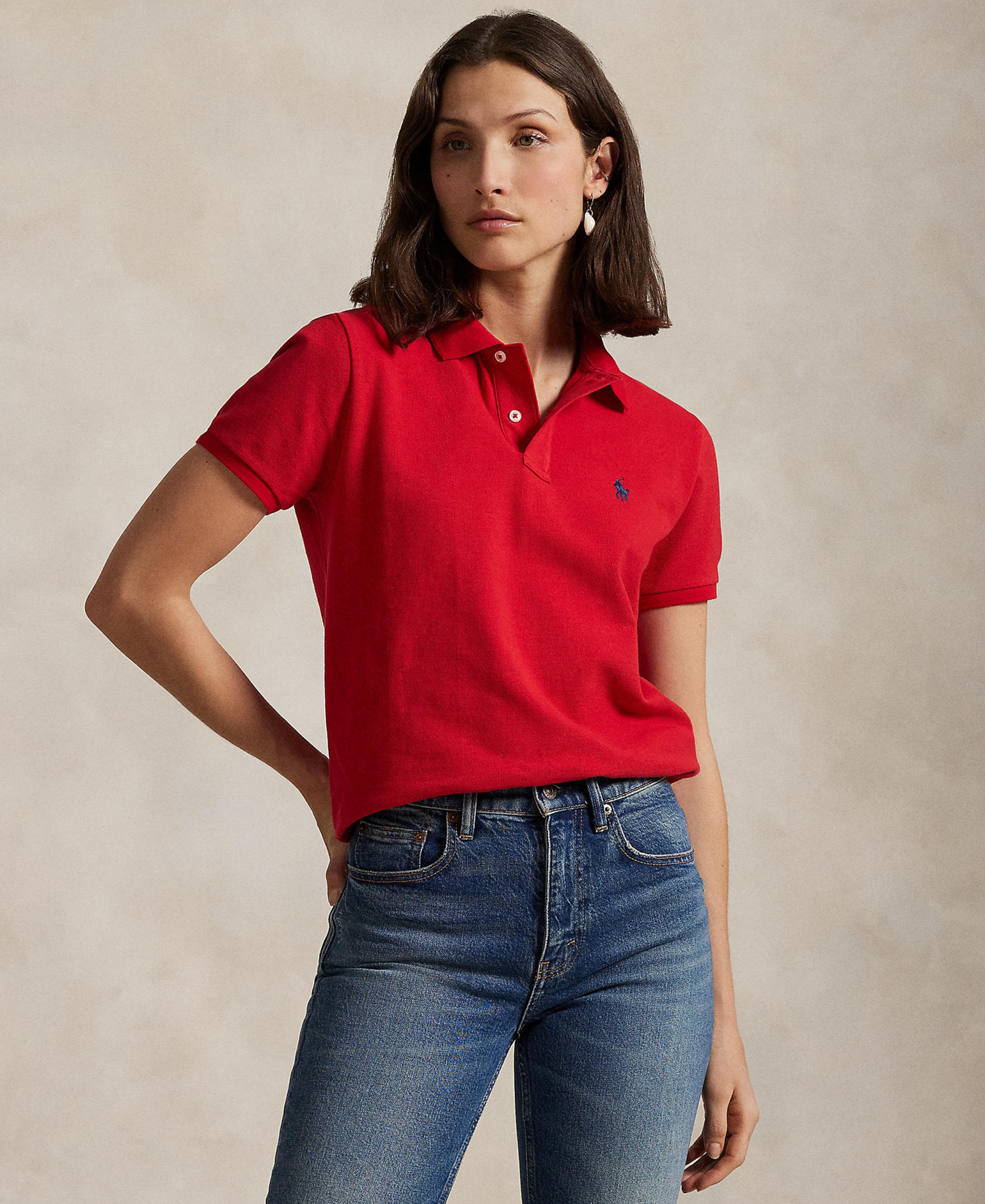 Polo Ralph Lauren Women's Classic-Fit Mesh Polo Shirt - Red