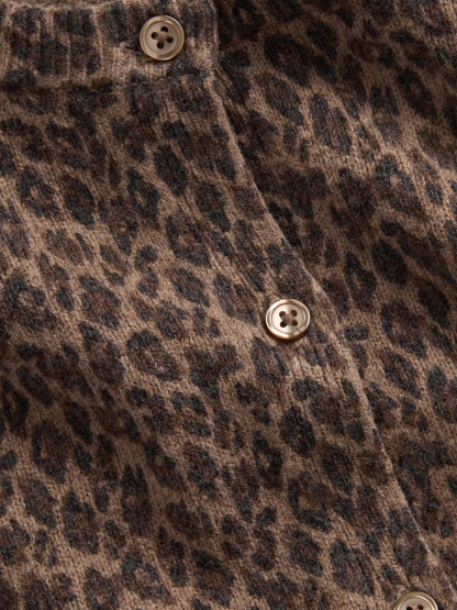 CashSoft Crop Cardigan - Brown leopard print