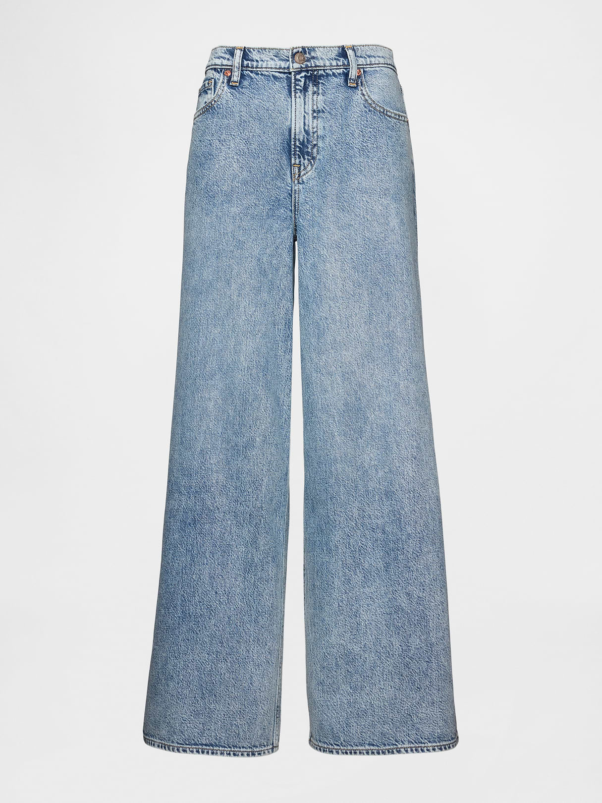 Mid Rise Denim Stripe Baggy Jeans - Light indigo