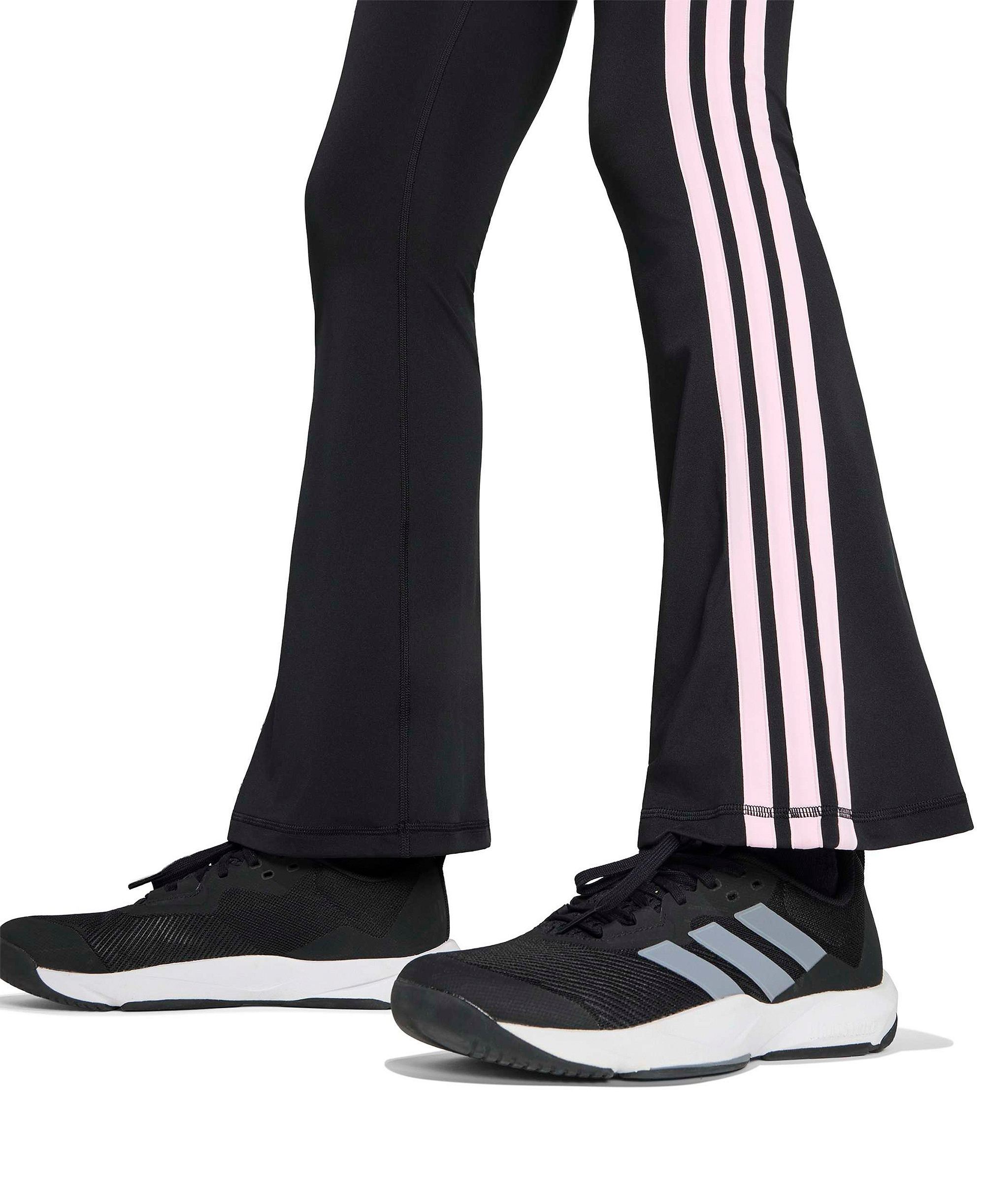 adidas Women's Optime Essentials 3-Stripes Flared Leggings - Black/Pink