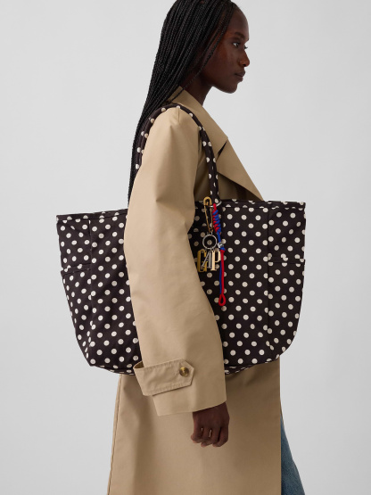 Mini Canvas Favorite Tote - Brown dot