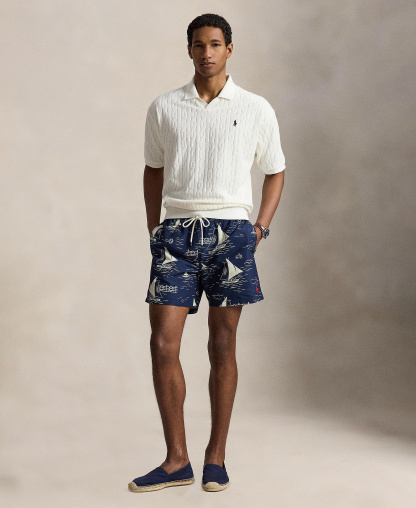 Polo Ralph Lauren Men's Classic-Fit Cable-Knit Terry Polo Shirt - White