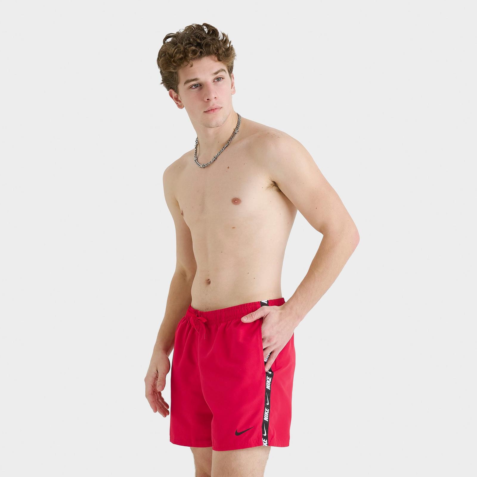 Men's Nike Swim Tape Volley Shorts - University Red/Black