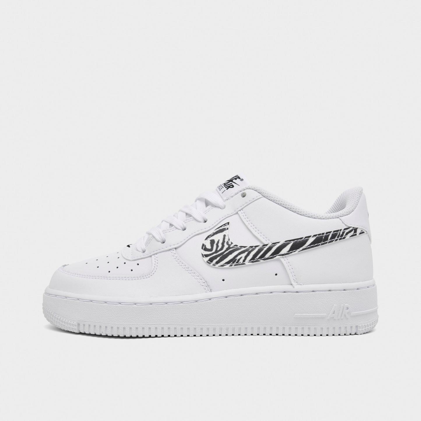 Big Kids' Nithtke Air Force 1 Low Casual Shoes - White/Black - Left shoe facing left. Outside of the shoe.