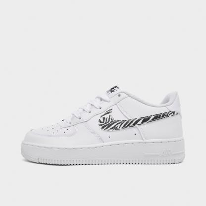 Big Kids' Nithtke Air Force 1 Low Casual Shoes - White/Black - Left shoe facing left. Outside of the shoe.