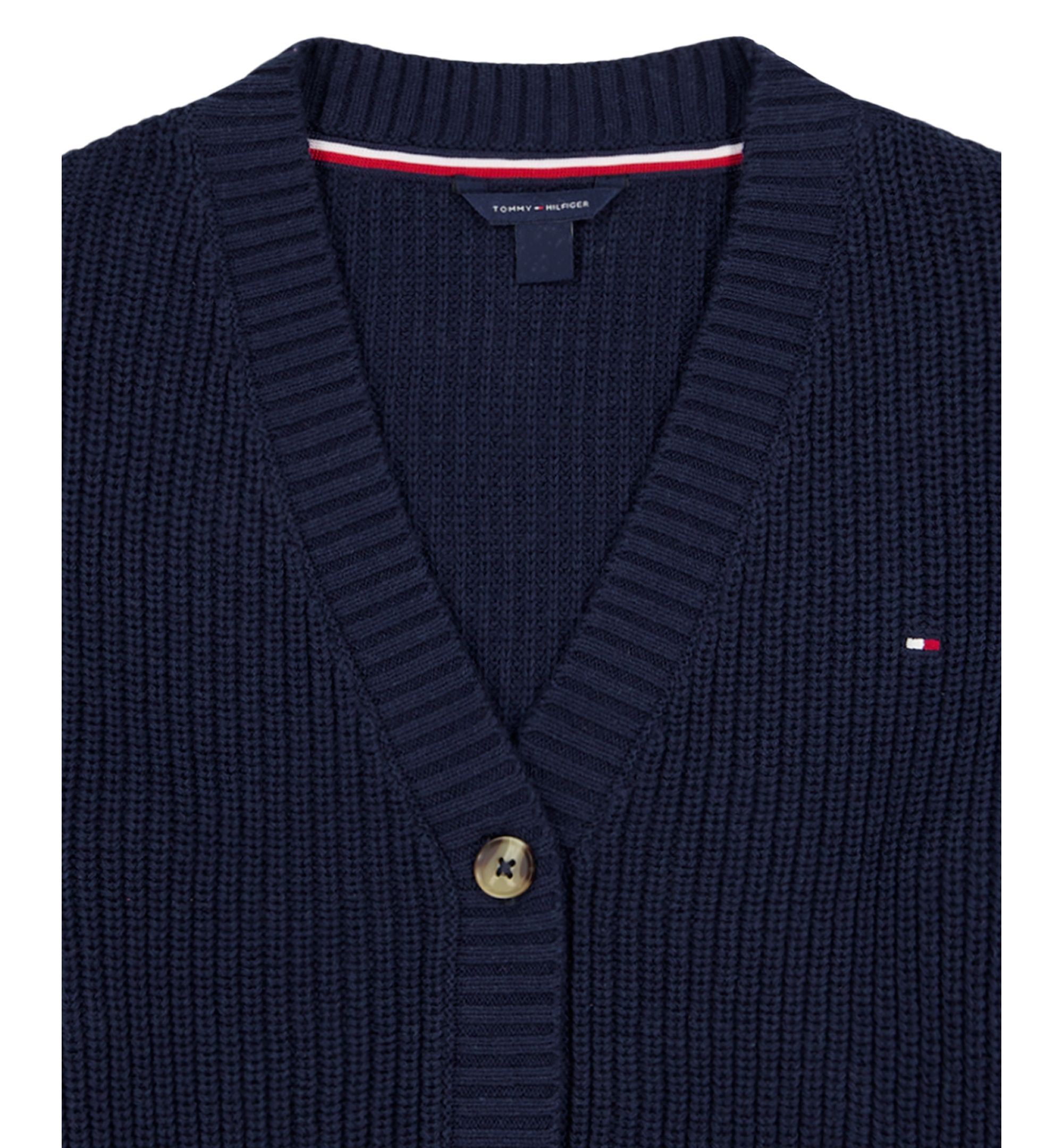 Tommy Hilfiger Girls' 7-16 Shaker Rib Cardigan Sweater - Natural