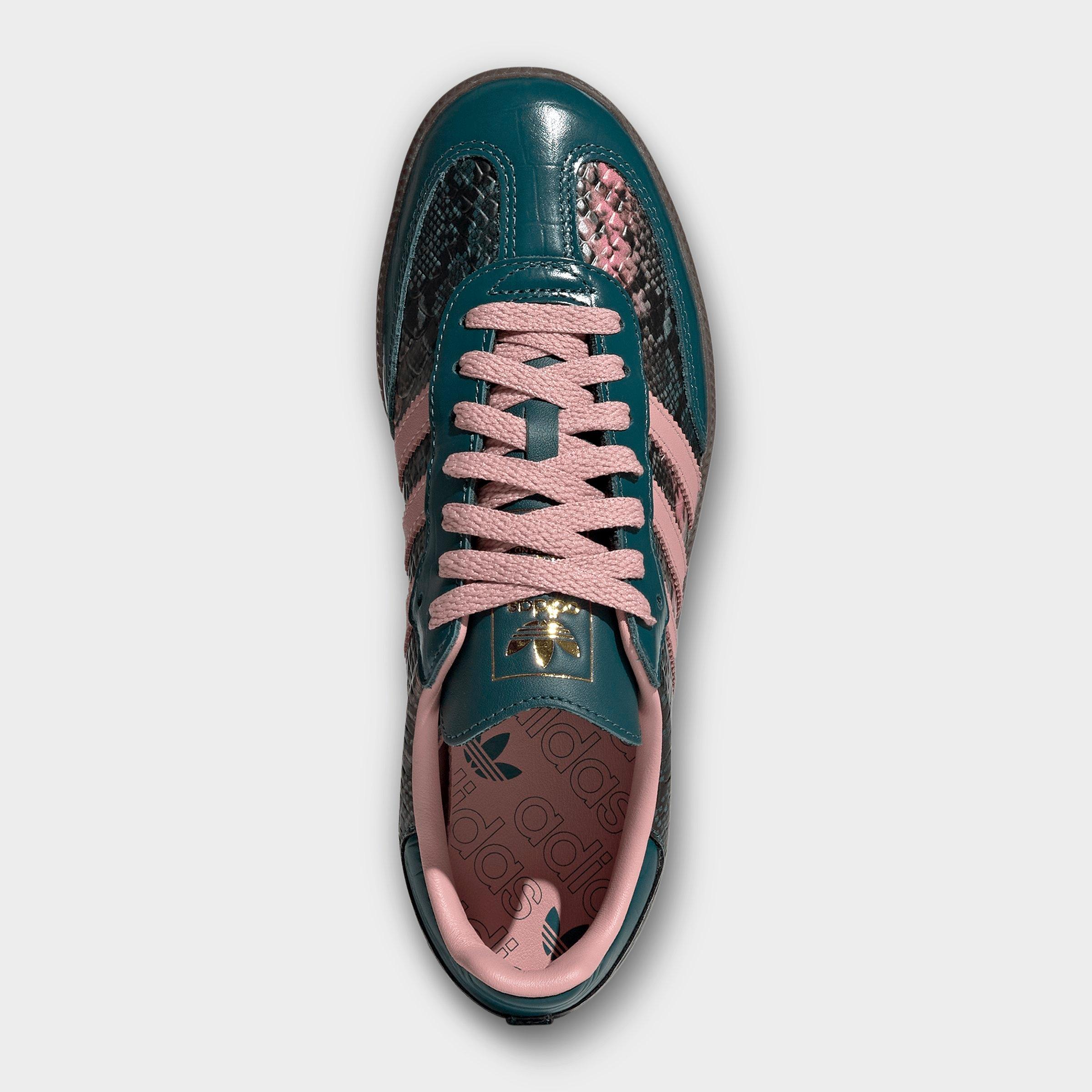 Women's adidas Originals Samba OG Casual Shoes - Part 1 - Rich Green/Wonder Mauve/Gold Metallic - Top view