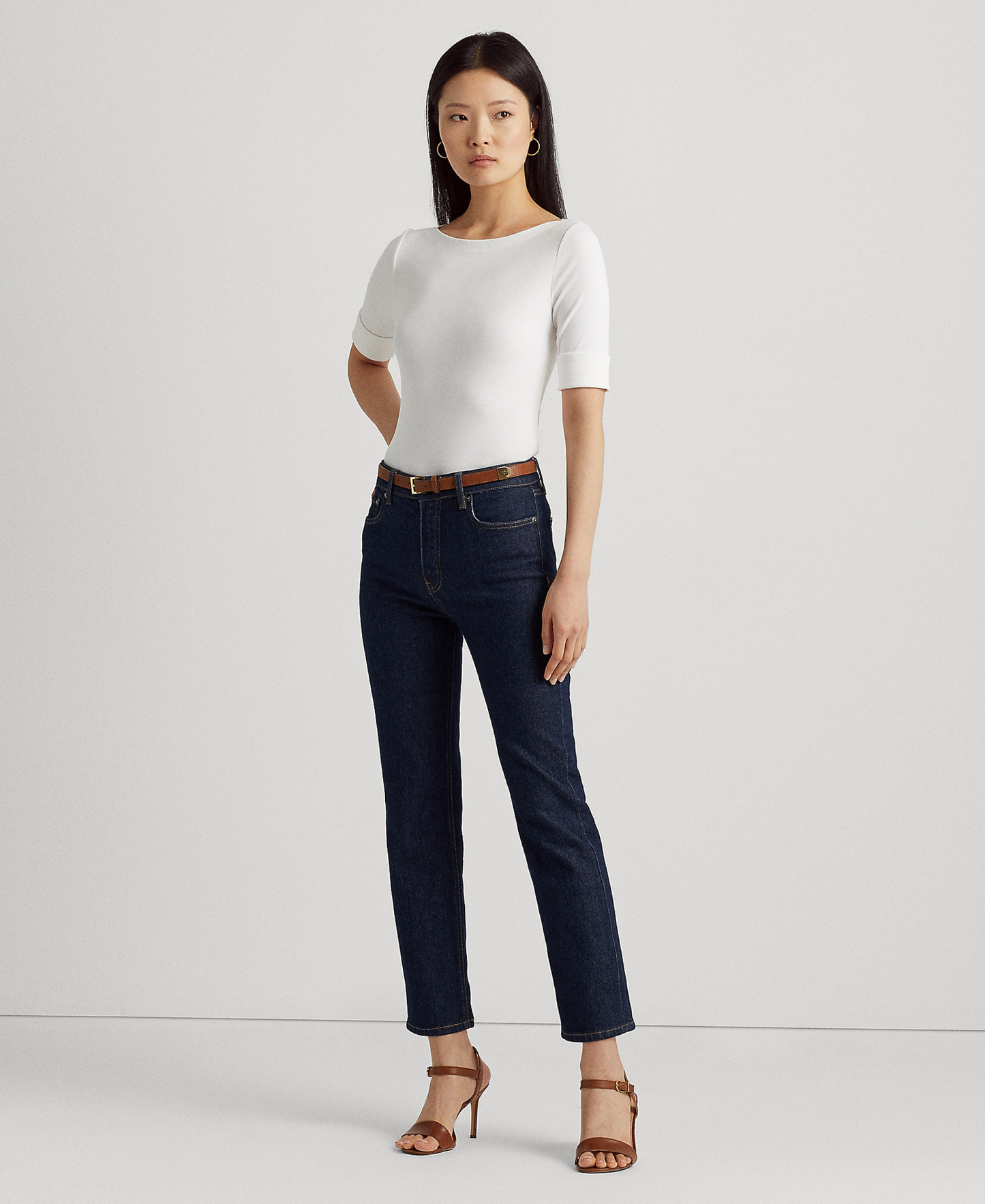 Lauren Ralph Lauren Stretch Boatneck Top - White