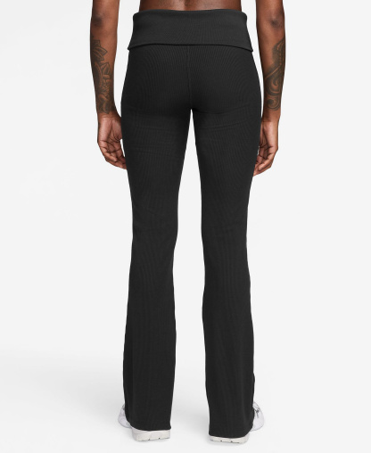 Nike Women's Sportswear Chill Knit Mid-Rise Tight Ribbed Pants - Black/white