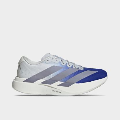 Men's adidas Adizero EVO SL Woven Running Shoes - Part 1 - Lucid Blue/Slate/Crystal White - Left shoe facing left. Outside of the shoe.