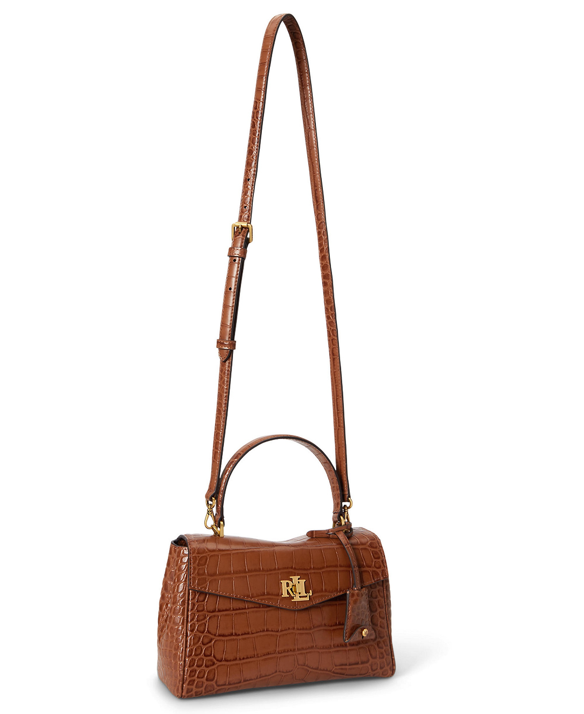 Lauren Ralph Lauren Farrah Embossed Small Soft Satchel Handbag - Lauren Tan