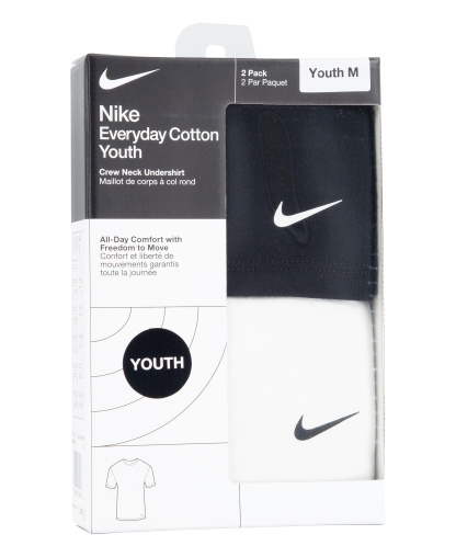 Nike Boys' 8-20 Crewneck Short-Sleeve Undershirt, 2-Pack - Black/White