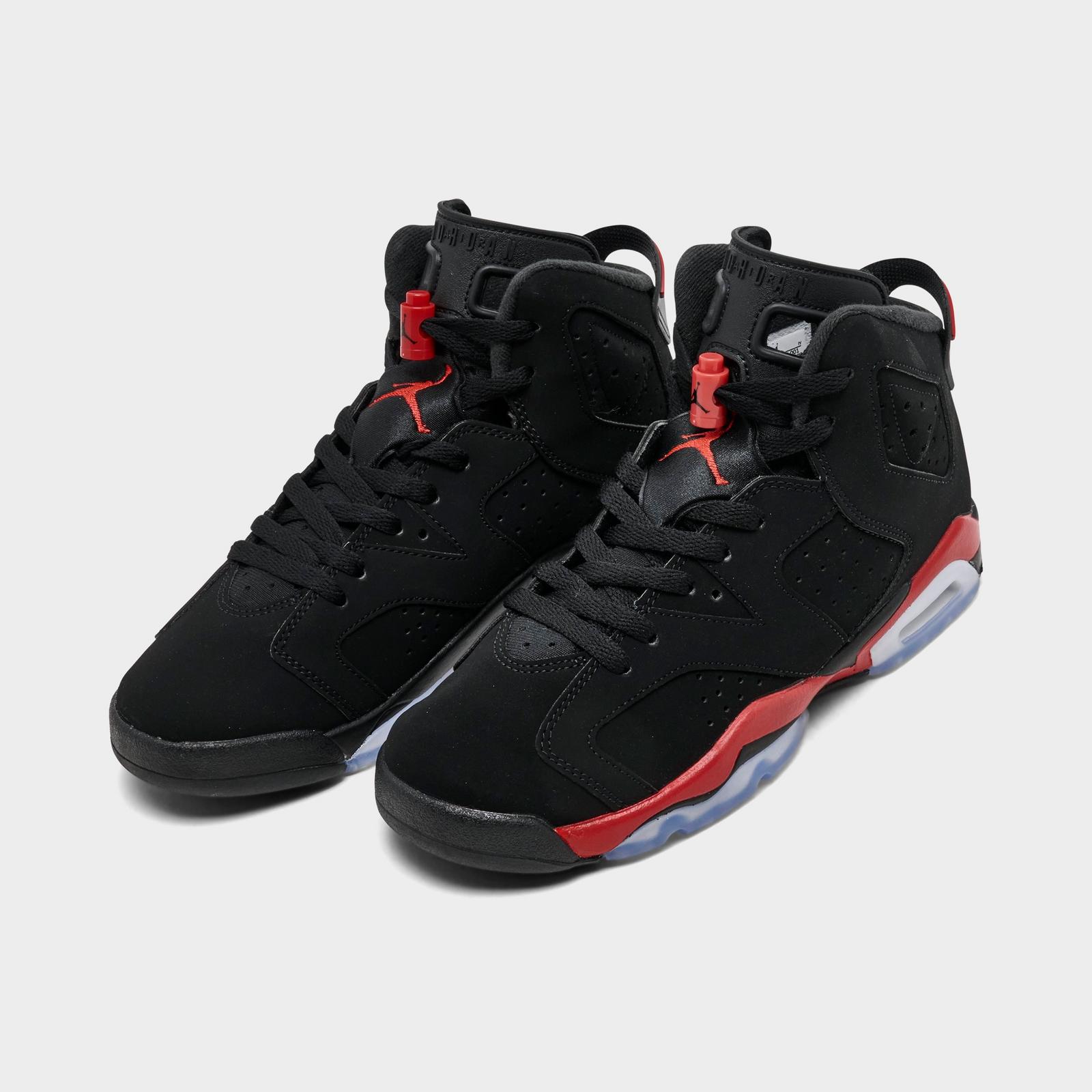 Big Kids' Air Jordan Retro 6 Basketball Shoes - Black/Light Crimson - view 2